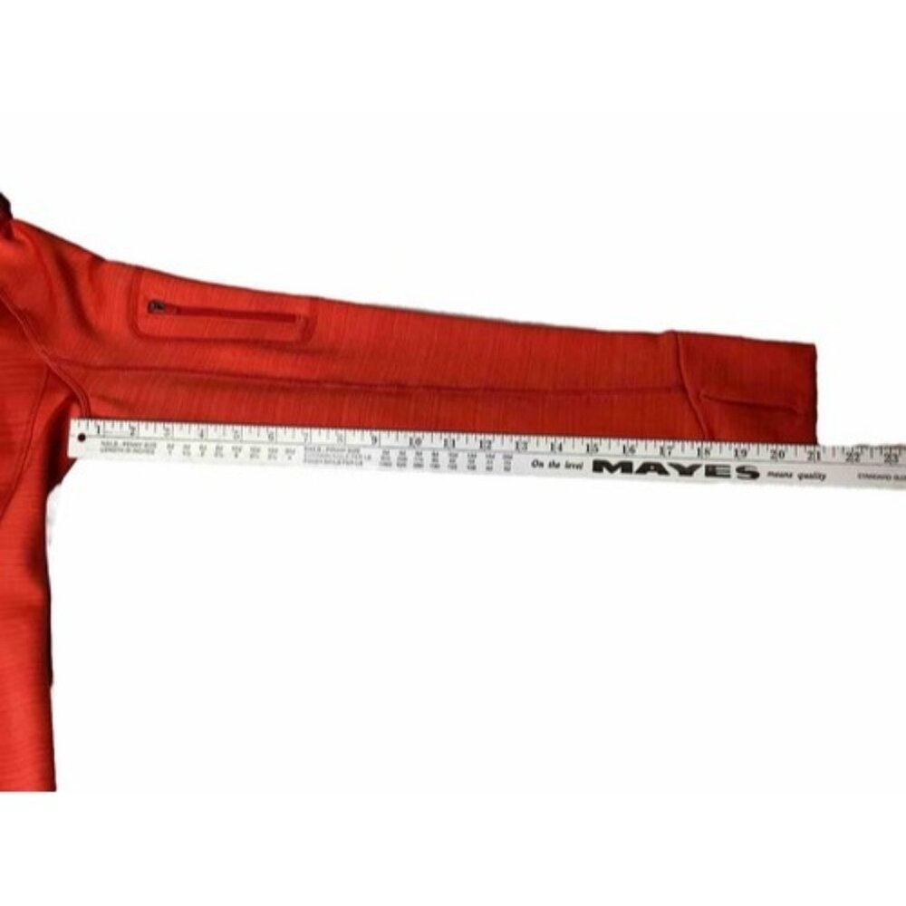 Athleta Scuba Style Hoodie Womens Small Red Orange Zip Thumbholes 3 Pockets - Picture 5 of 5